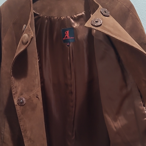 Womens Plus size Adrienne Landau Brown Suede Leather Coat, GUC - Picture 4 of 7